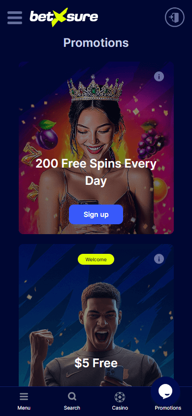 Betxsure_Casino_promotions_mobile