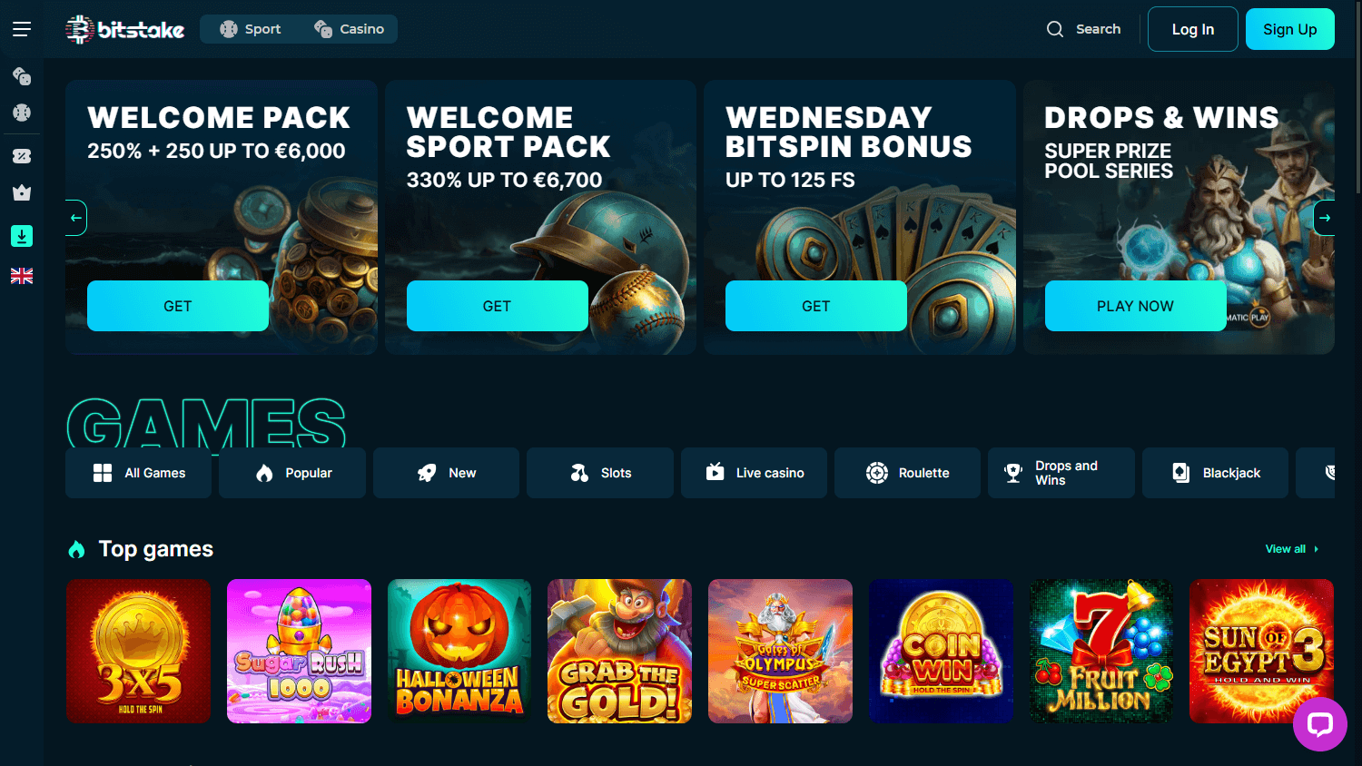 BitStake_Casino_homepage_desktop