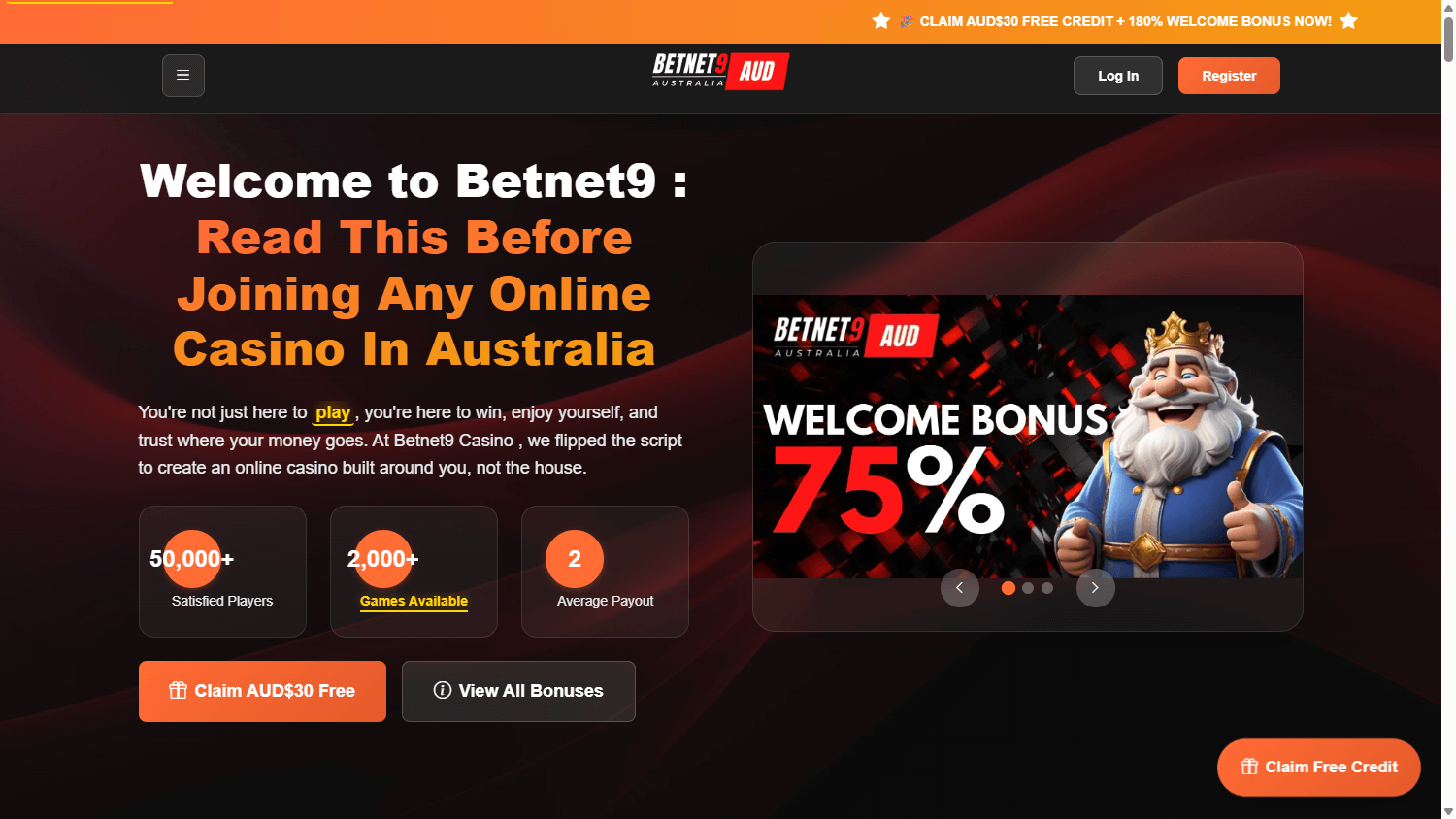 BetNet9_Casino_homepage_desktop