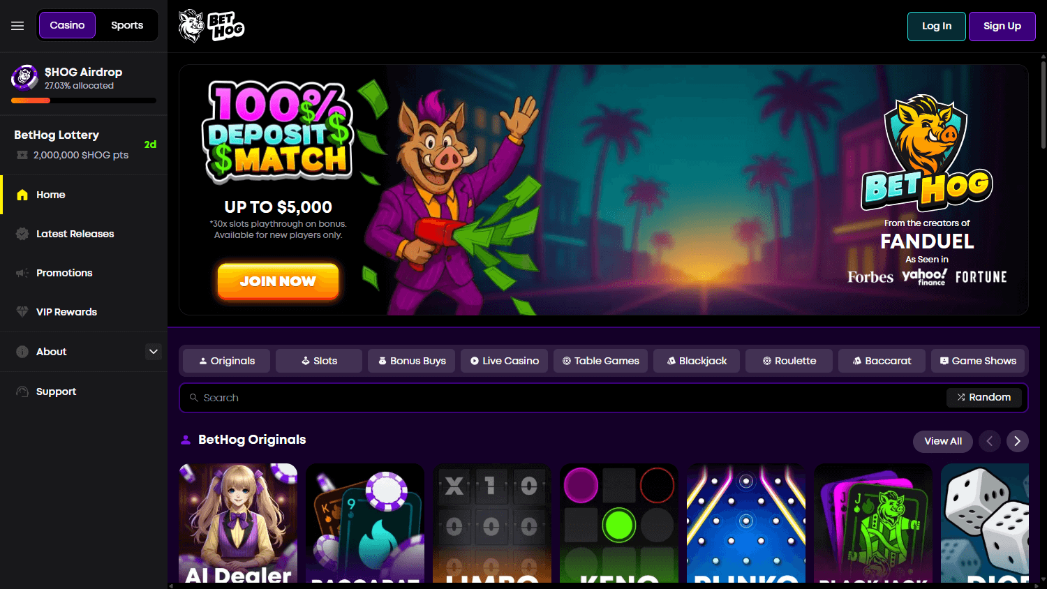 BetHog_Casino_homepage_desktop
