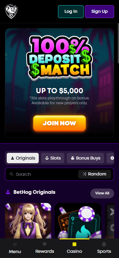 BetHog_Casino_homepage_mobile