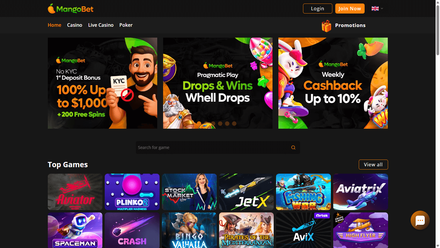 mango_bet_casino_homepage_desktop