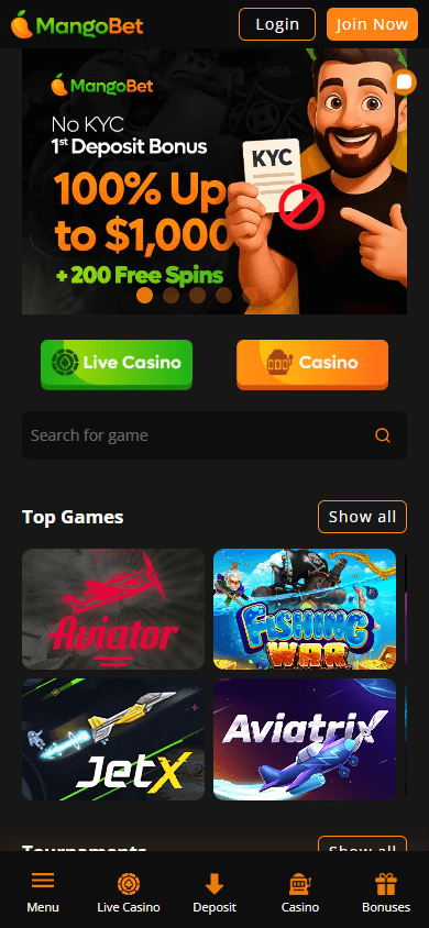 mango_bet_casino_homepage_mobile