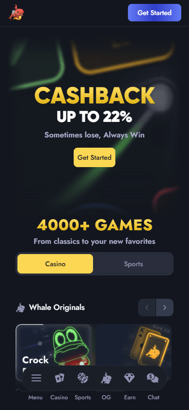 Whale.io_Casino_homepage_mobile