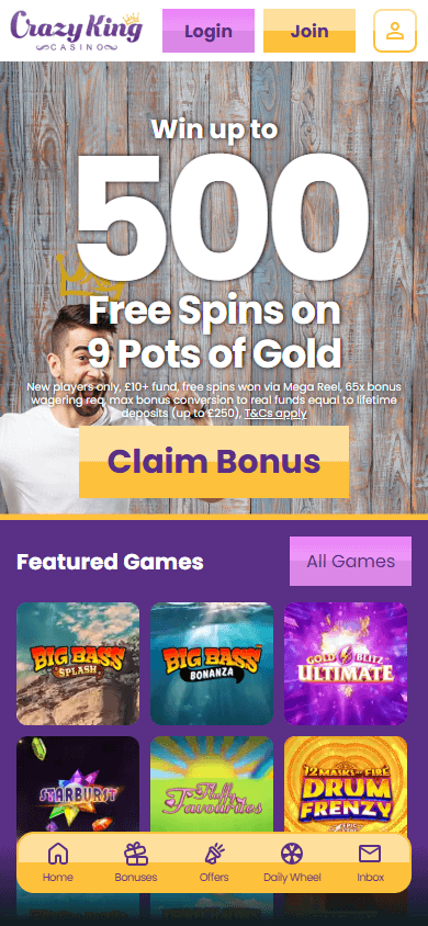Crazy_King_Casino_homepage_mobile