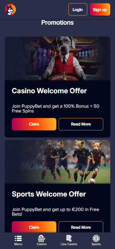 PuppyBet_Casino_promotions_mobile