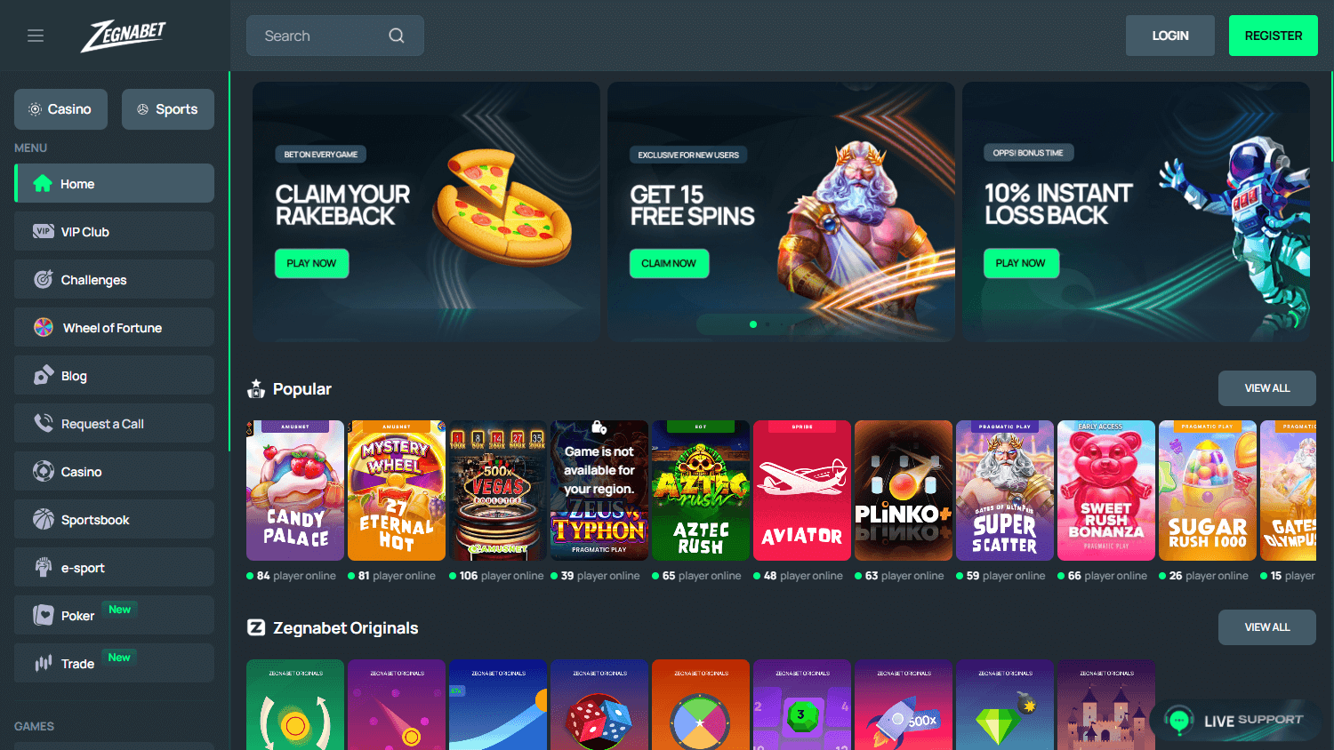 ZegnaBet_Casino_homepage_desktop