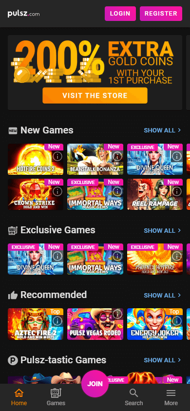 Pulsz_Casino_homepage_mobile