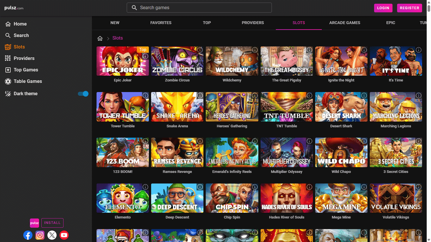 Pulsz_Casino_game_gallery_desktop