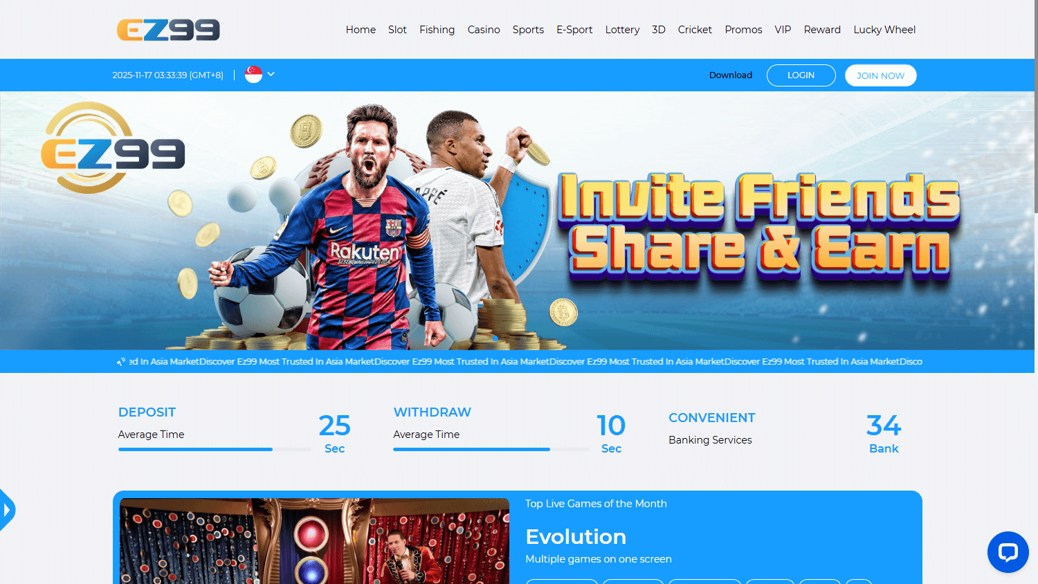 EZ99_Casino_homepage_desktop