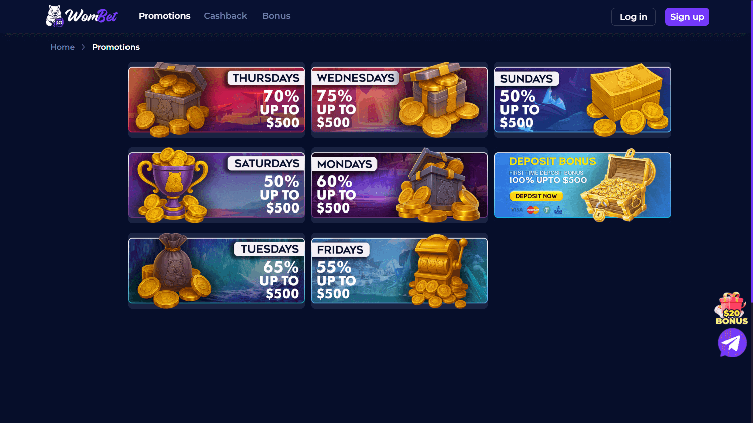 WomBet.gg_Casino_promotions_desktop