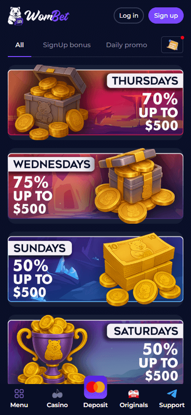 WomBet.gg_Casino_promotions_mobile