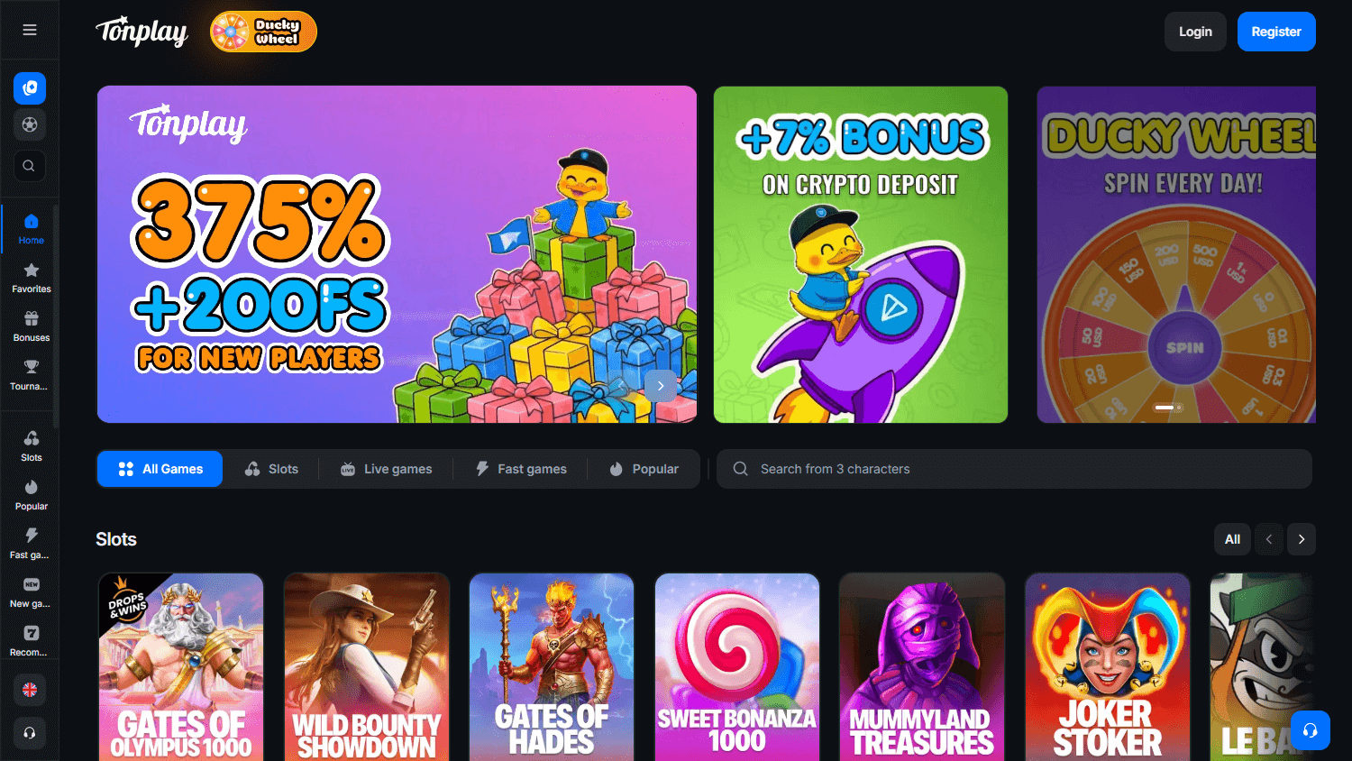 Tonplay_Casino_homepage_desktop