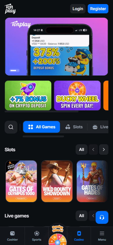 Tonplay_Casino_homepage_mobile