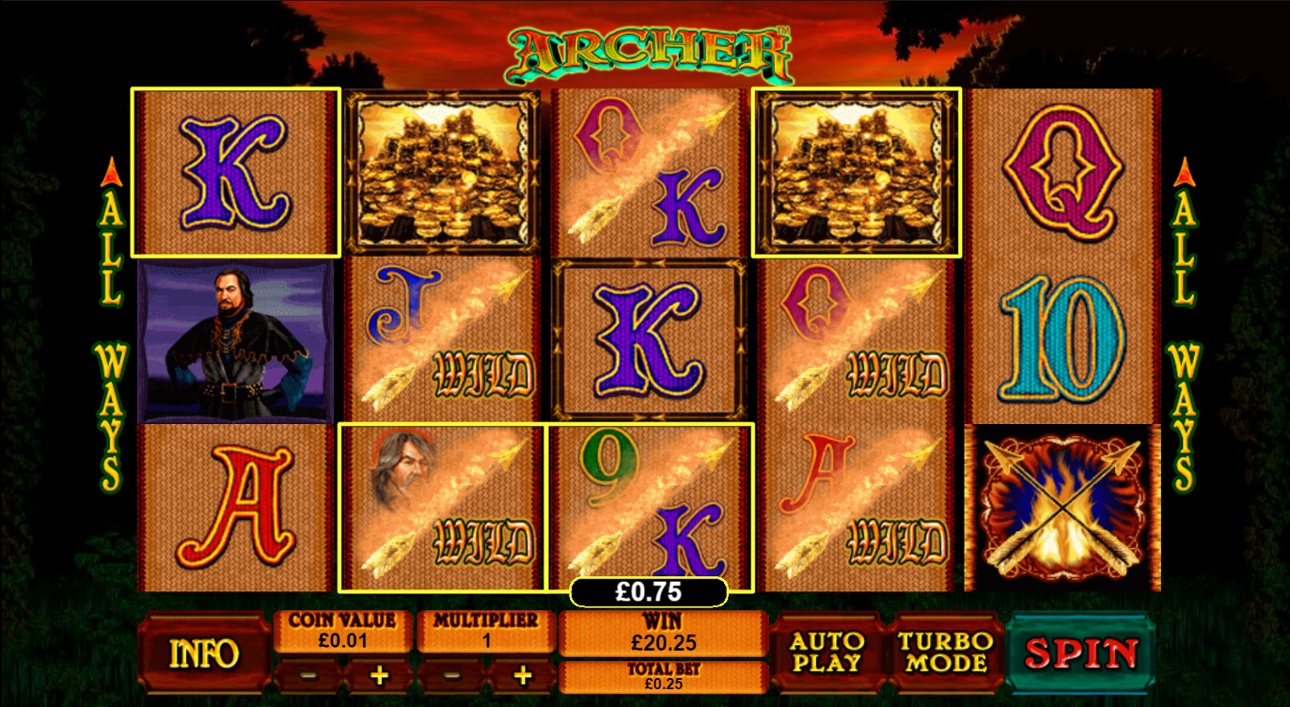Archer slot - wild symbols big win