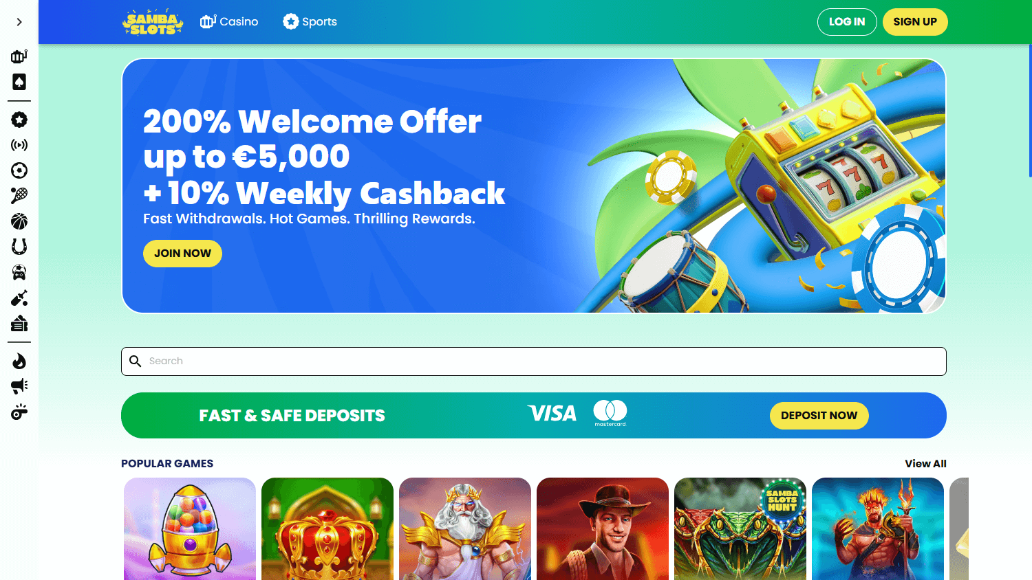SambaSlots_Casino_homepage_desktop