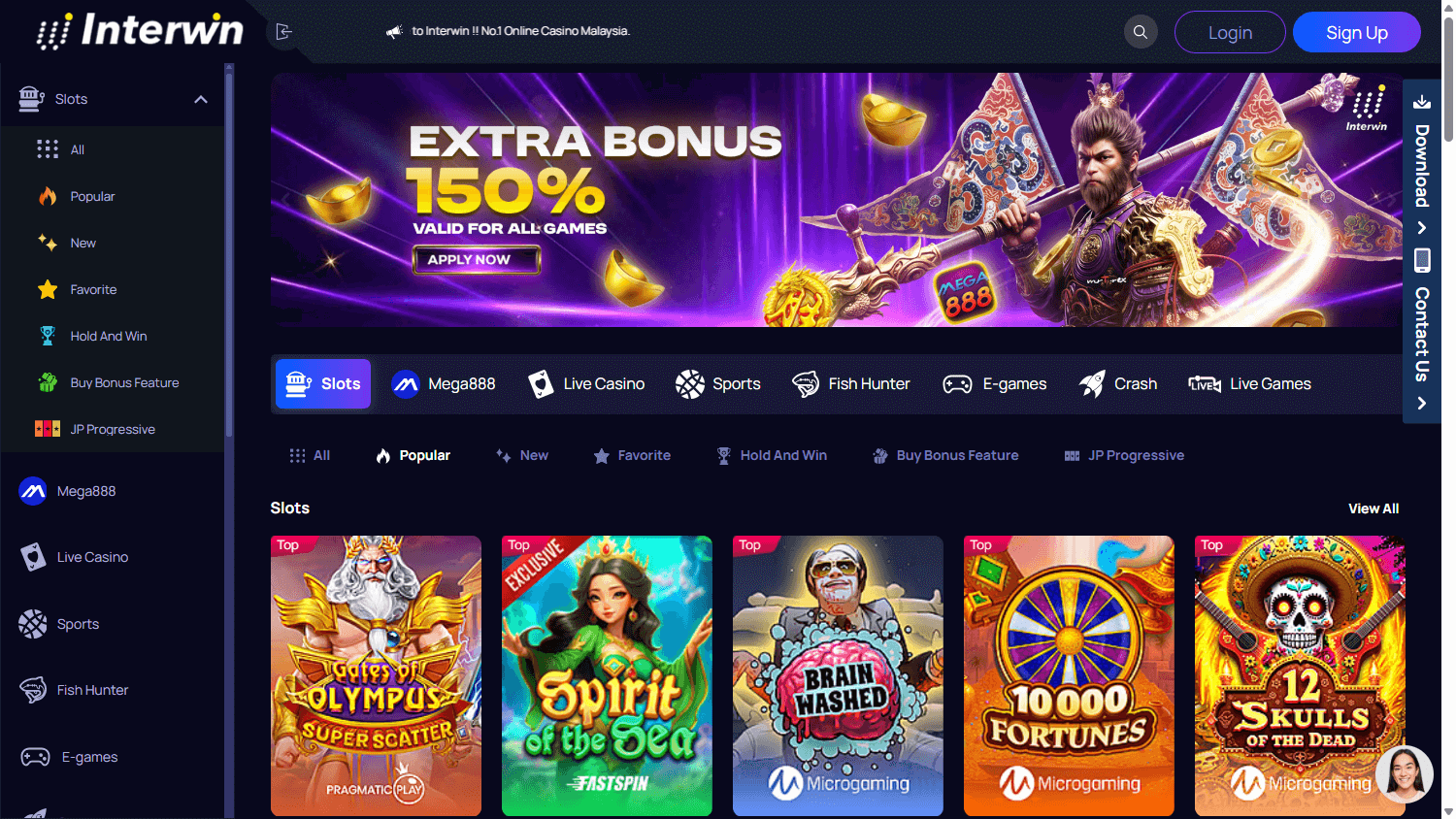 Interwin_Casino_homepage_desktop