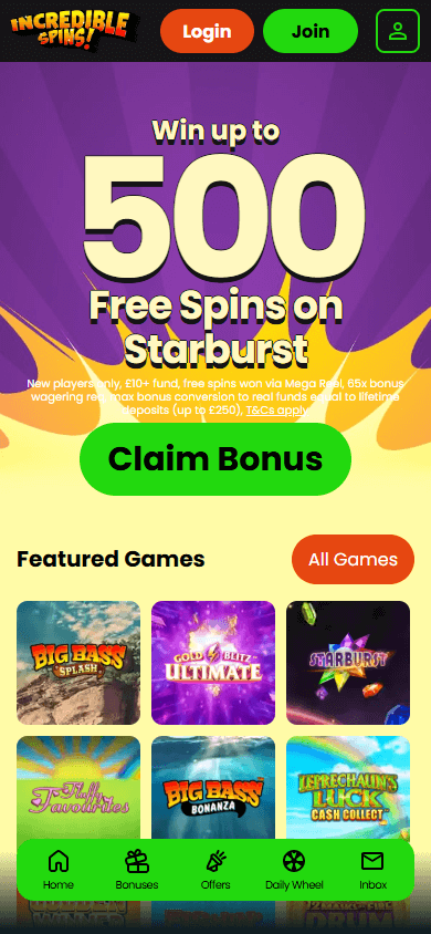 Incredible_Spins_Casino_homepage_mobile