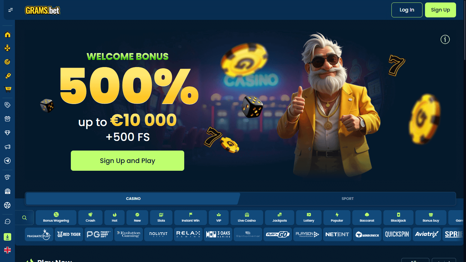 Grams.bet_Casino_homepage_desktop