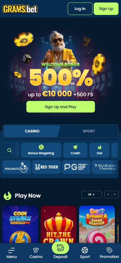 Grams.bet_Casino_homepage_mobile