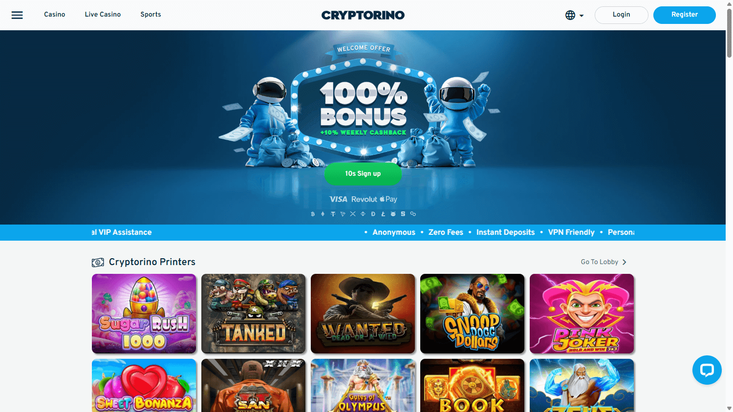 Cryptorino.io_Casino_homepage_desktop