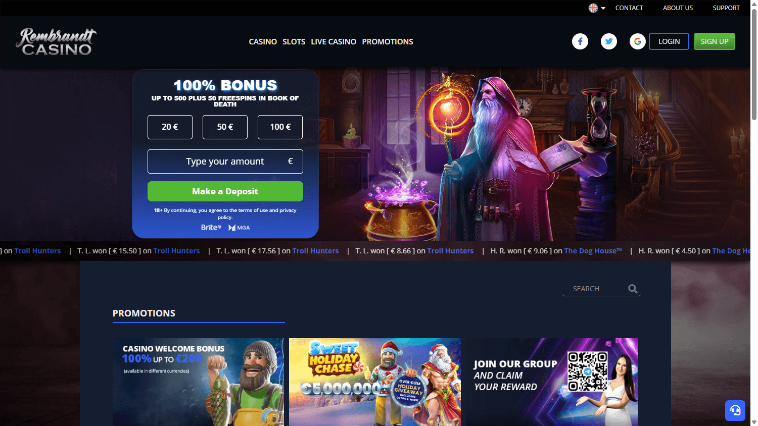 Rembrandt_Casino_homepage_desktop