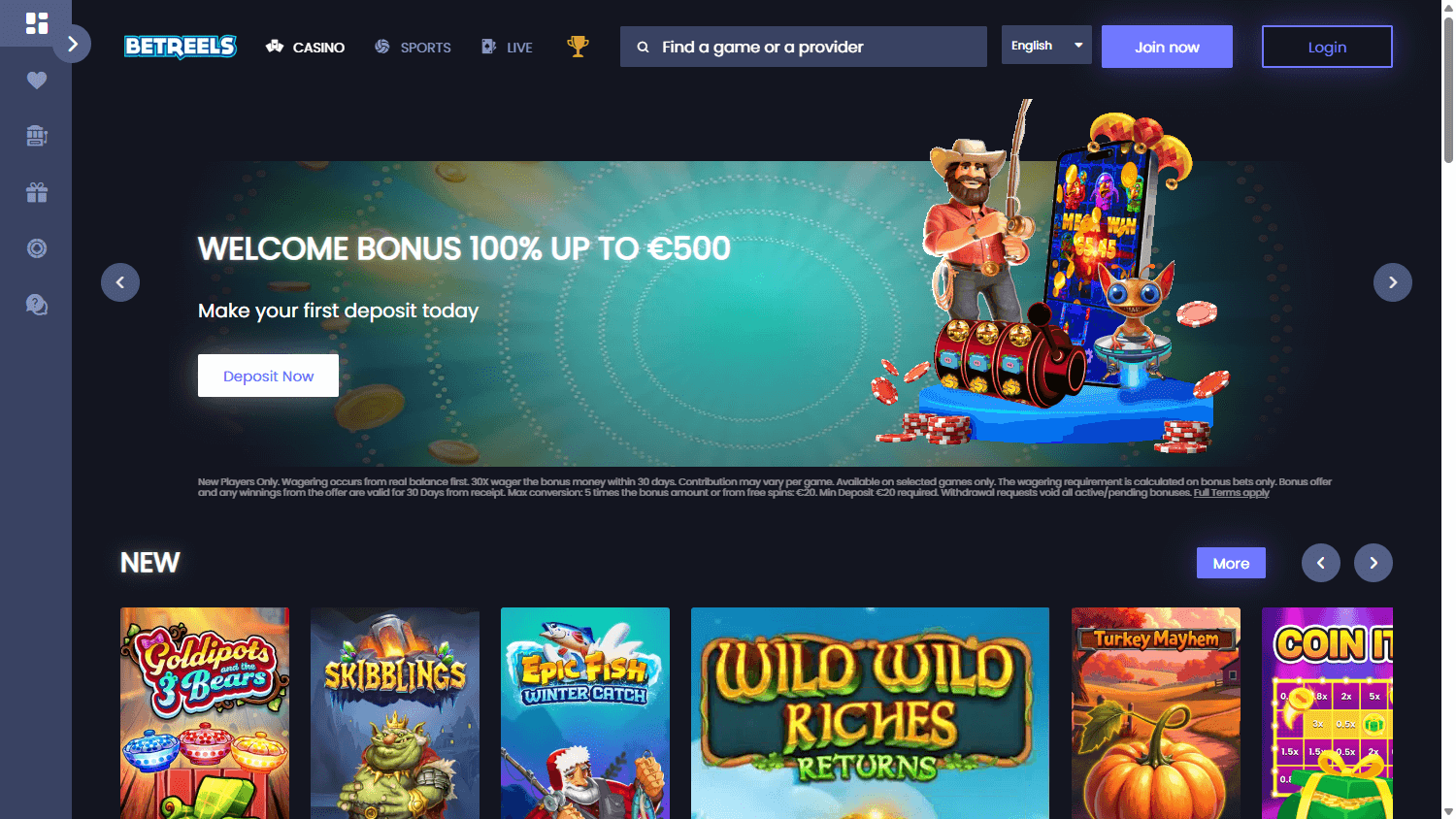 Betreels_Casino_homepage_desktop