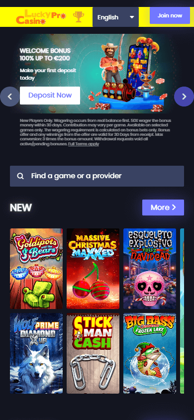 LuckyPro_Casino_homepage_mobile