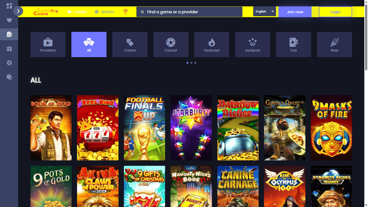 LuckyPro_Casino_game_gallery_desktop
