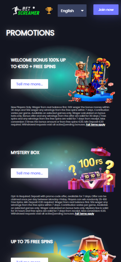 BetScreamer_Casino_promotions_mobile