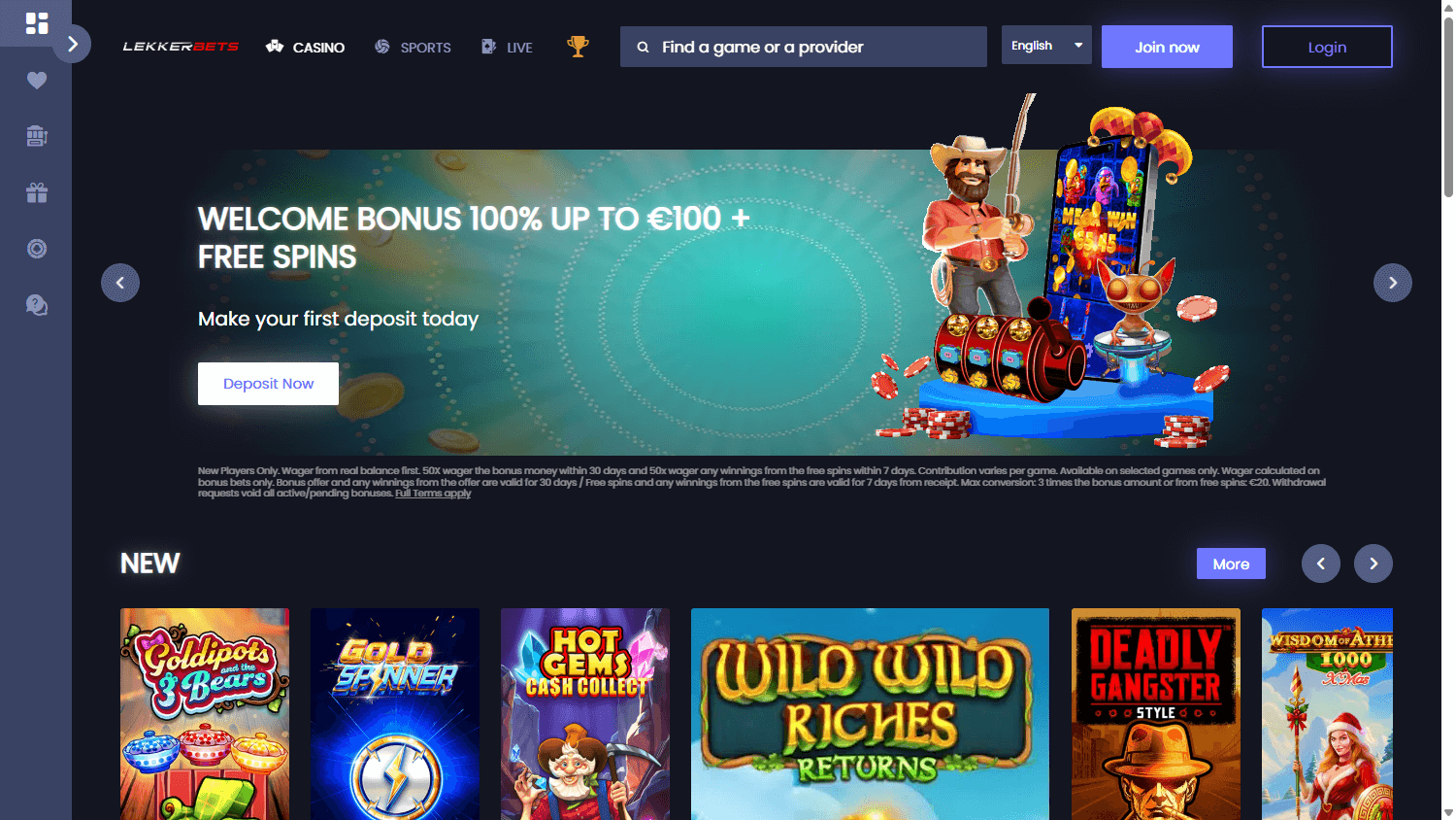 LekkerBets_Casino_homepage_desktop