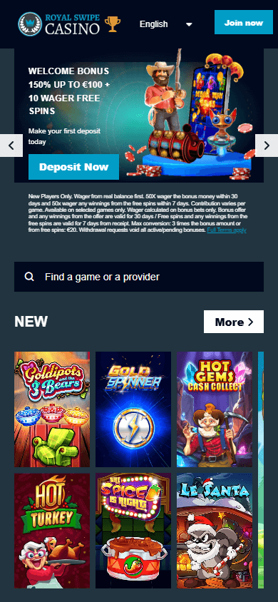 RoyalSwipe_Casino_homepage_mobile