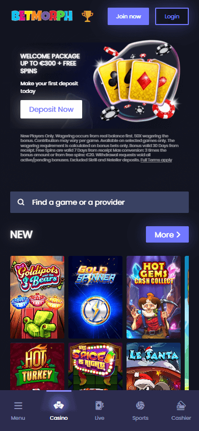 BetMorph_Casino_homepage_mobile