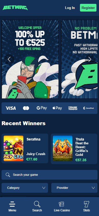 Betmac_Casino_homepage_mobile