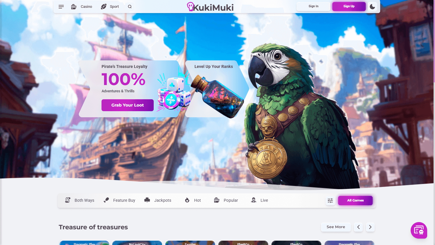 KukiMuki_Casino_homepage_desktop