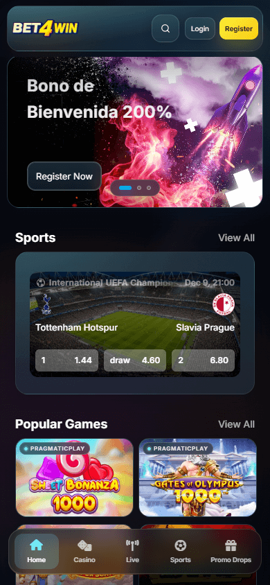 Bet4Win_Casino_homepage_mobile