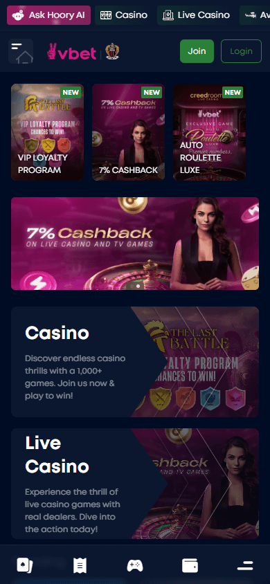 Vbetcrypto_Casino_homepage_mobile