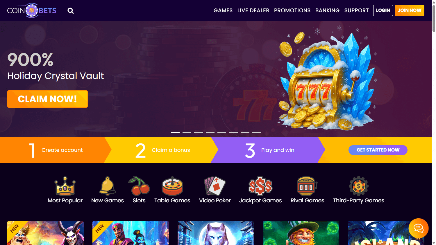coinbets777_casino_homepage_desktop