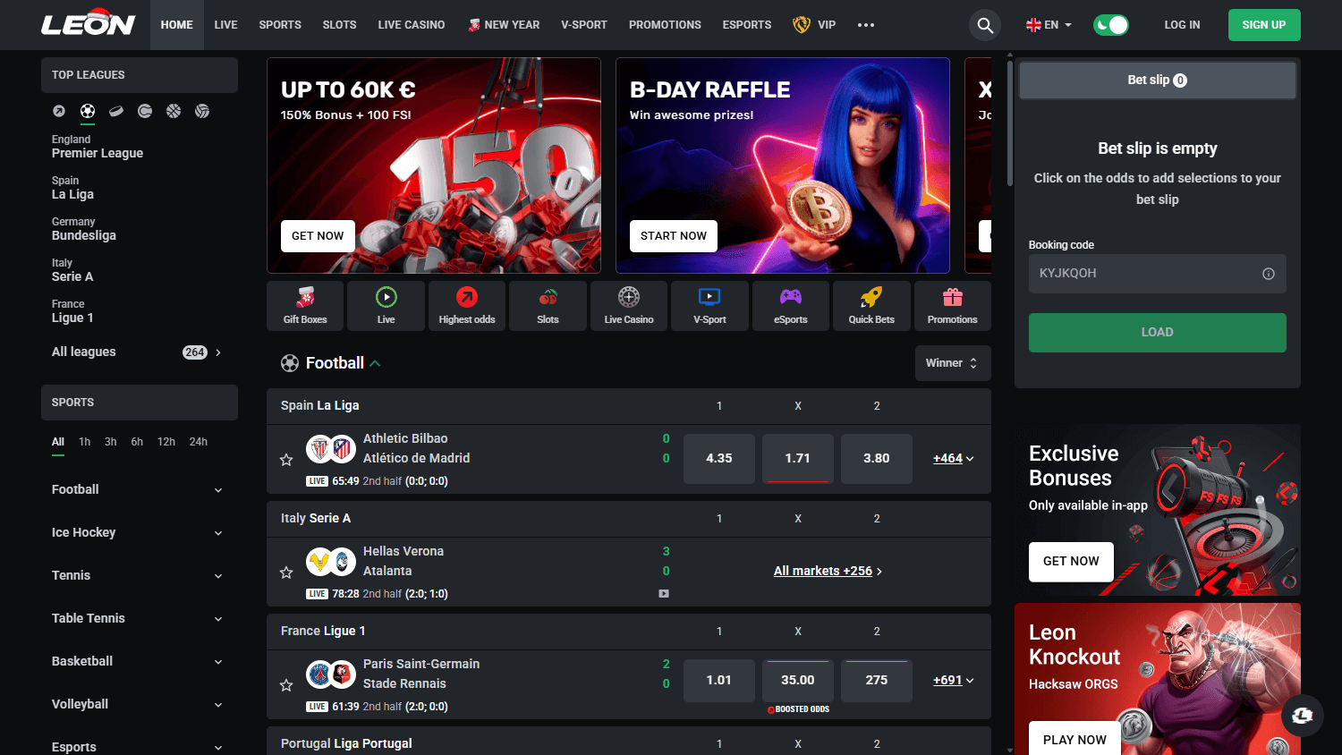 Leon_Casino_homepage_desktop