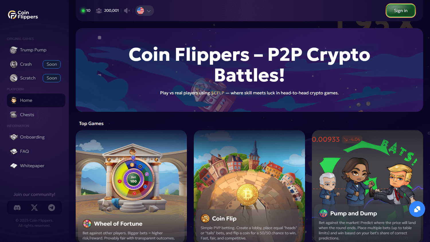 coinflippers_casino_homepage_desktop