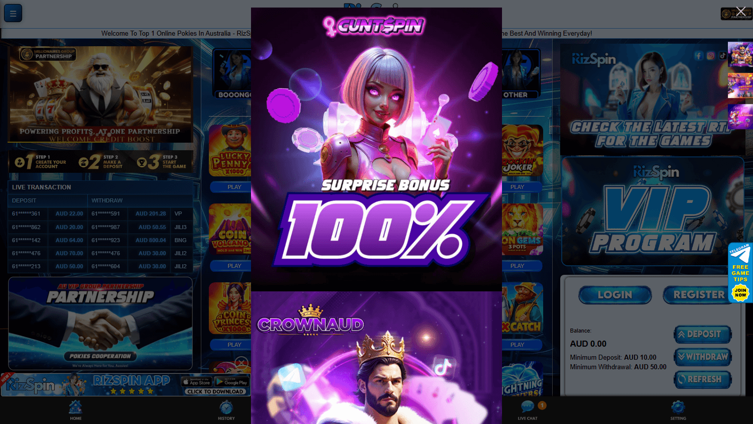 rizspin_casino_homepage_desktop