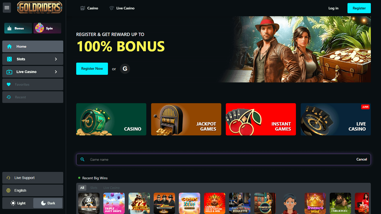 goldriders_casino_homepage_desktop
