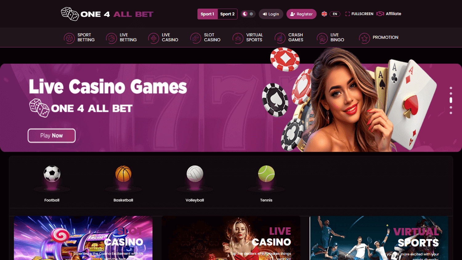 one4allbet_casino_homepage_desktop