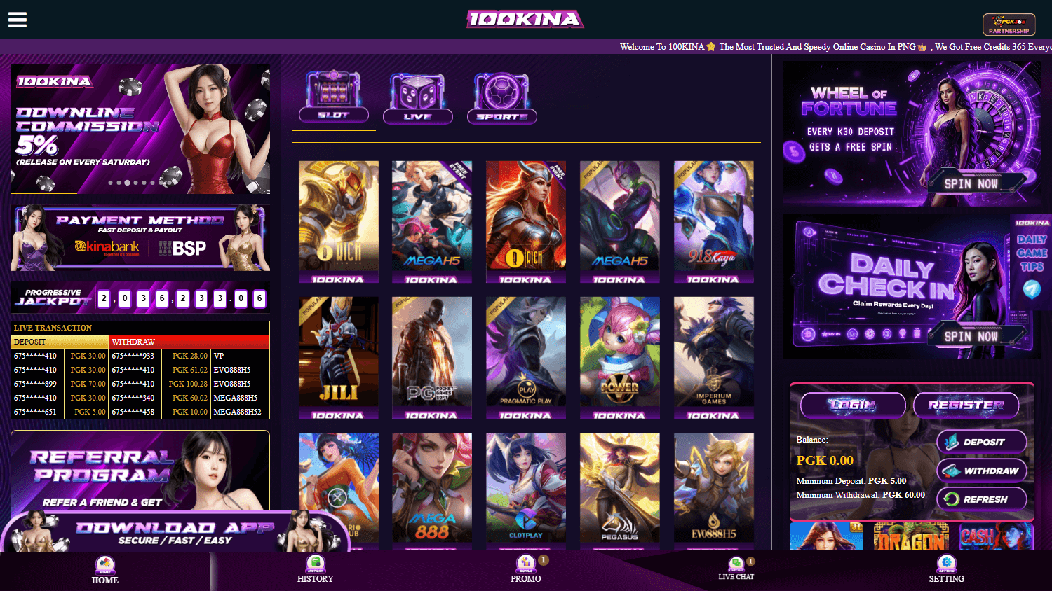 100kina_casino_homepage_desktop