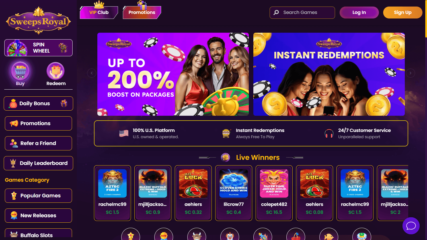 SweepsRoyal_Casino_homepage_desktop