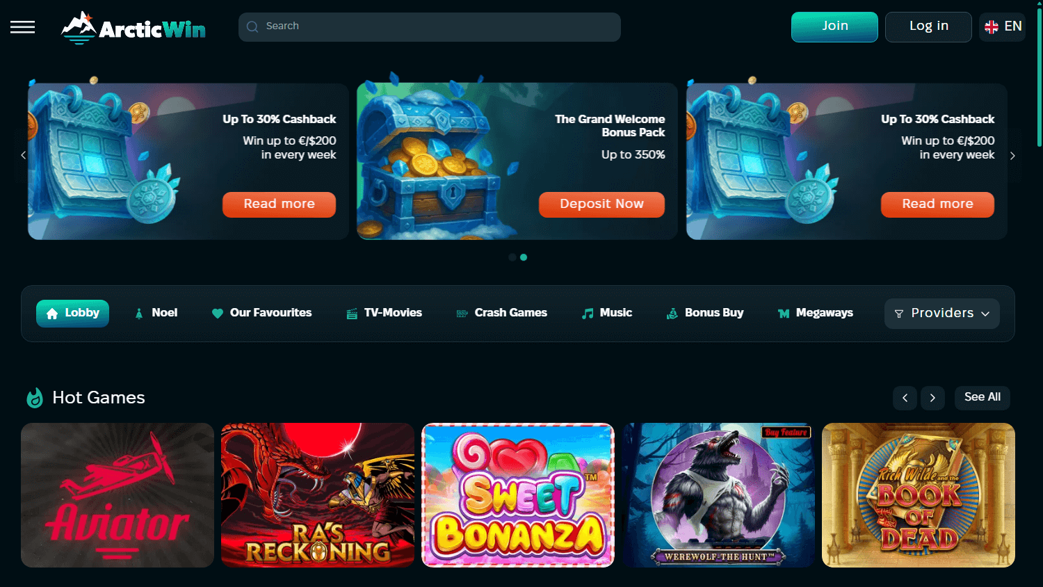 arcticwin_casino_homepage_desktop