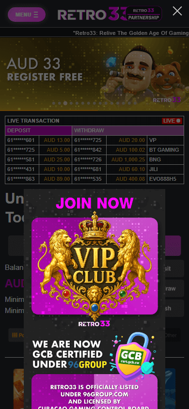 retro33_casino_homepage_mobile