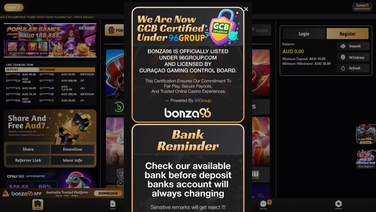 bonza96_casino_homepage_desktop