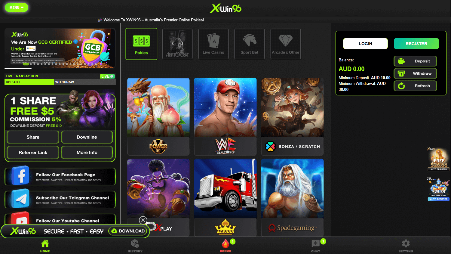 xwin96_casino_homepage_desktop