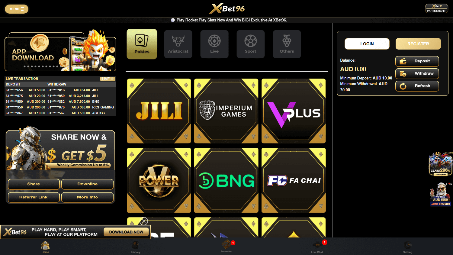xbet96_casino_homepage_desktop